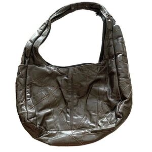Vintage Brown Leather Patchwork Design Shoulder Bag Purse